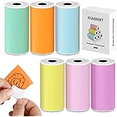 HiABNRT 6 Rolls 53mm Mini Thermal Printer Stickers Paper, Multicolor Mini Printer Sticker Paper, Photo Printer Labels Paper, Compatible M02/T02, Kids Instant Camera, To-do Lists, Notes, Black, Photo