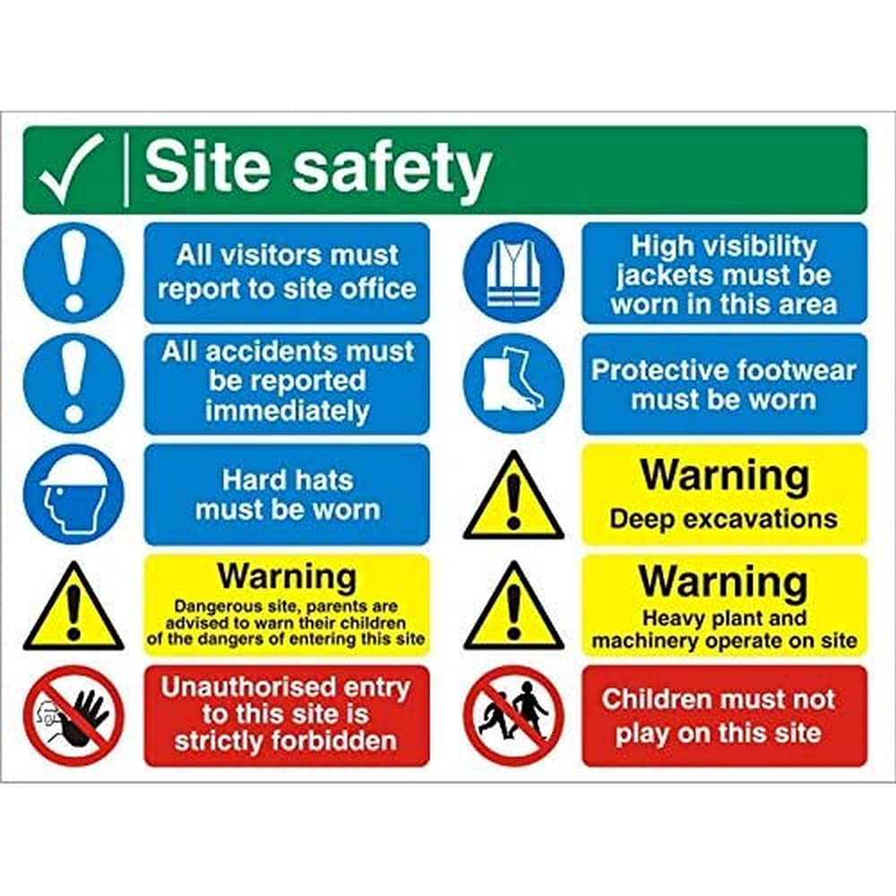 Seco Site Safety, All Visitors Must Report to Site Office Sign, 600mm x 450mm - 4mm Fluted Board