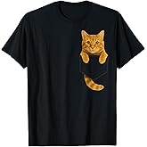 Cute Tabby Cat Pocket Funny Gifts Cat Mom Cat Dad Cat Lover T-Shirt