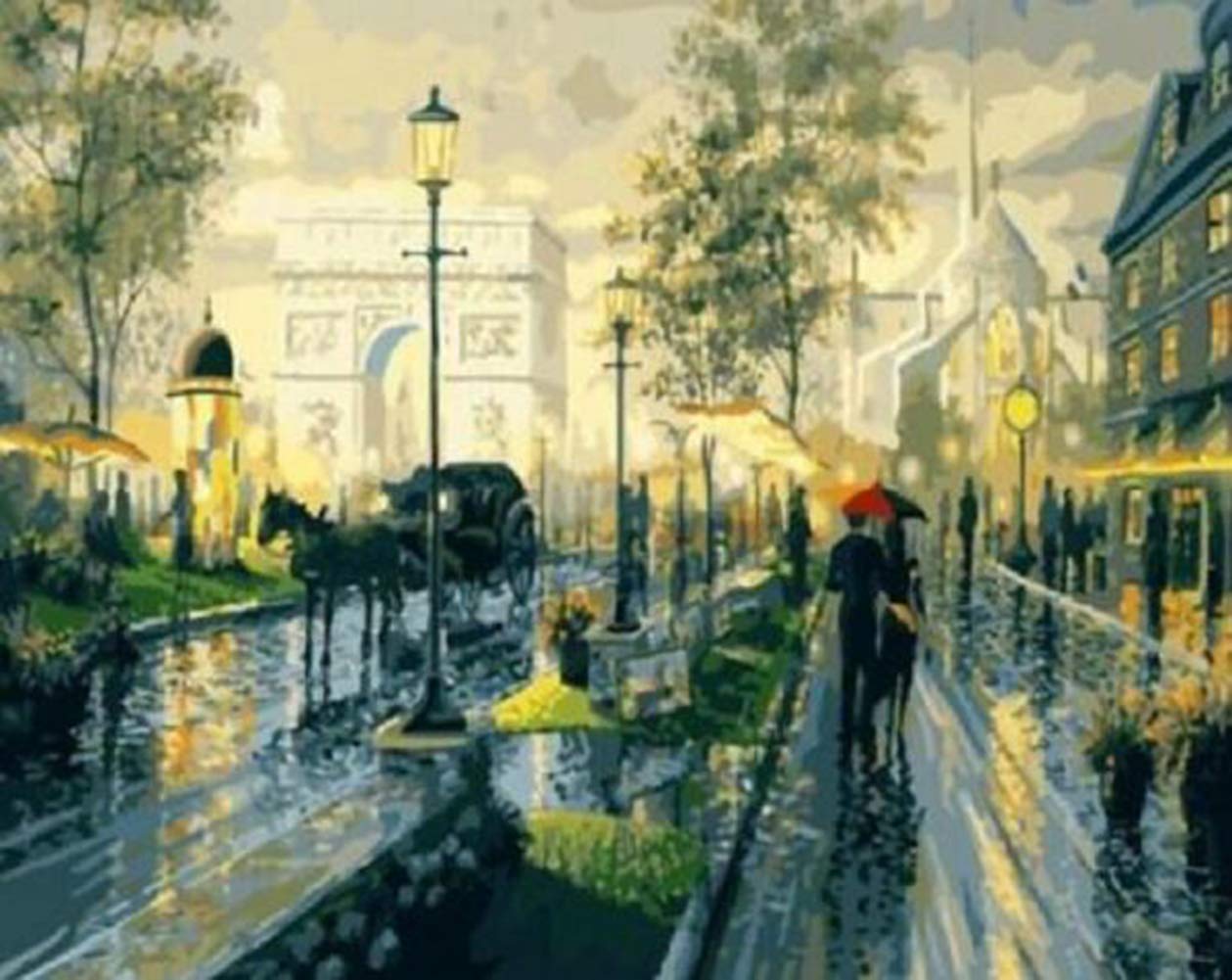 ABEUTY DIY Paint by Numbers for Adults Beginner - Notre Dame Street View 16x20 inches Number Painting