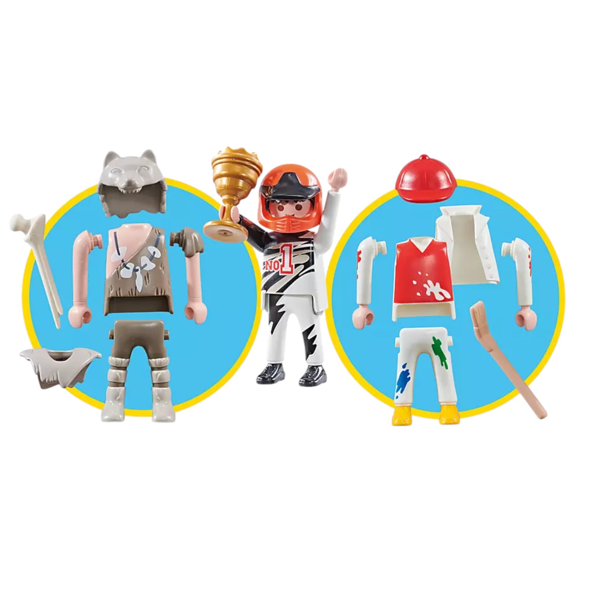 Playmobil Play Set 3 IN 1 Figure (Prehistoric, Formula 1, Moto GP, Painter)