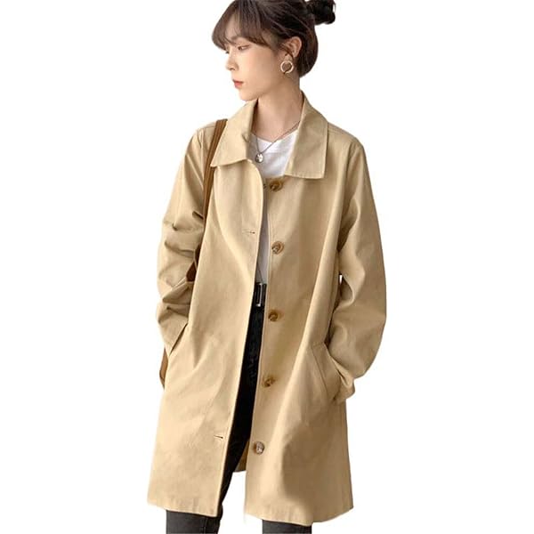 Amazon.com: Rfmfkkg Women'S Lapel Trench Coat Single Breasted Long