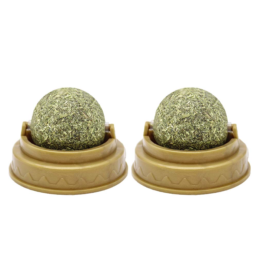 POPETPOP 2 Pack Catnip Wall Toys, Detachable Silvervine Balls, Edible Kitty Toys for Cats Lick, Safe Healthy Kitten Chew Toys, Teeth Cleaning Cat Ball Toy, Cat Wall Treats