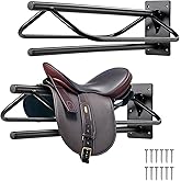 VEVOR Saddle Rack with Pad Bar, 23.8 x 12.6 x 10.2 in, 2 Packs Wall Mounted Saddle Stand, Heavy-Duty Steel Saddle Holder, Western & English Saddle Rack for Horse Stall, Barn, Trailer, Tack Room