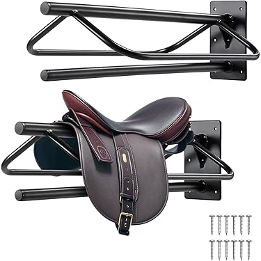 Yaocom 2 Pcs 6 Hook Horse Bridle Hooks Metal Black Tack Bridle Rack With Hangers
