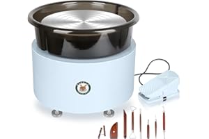 MZOKUU Pottery Wheel for Adults 11 Inch 450W Electric Ceramic Forming Machine Foot Pedal Control Adjustable 50-300RPM Speed ABS Detachable Basin Sculpting Tools Kit Arts Craft DIY Gift