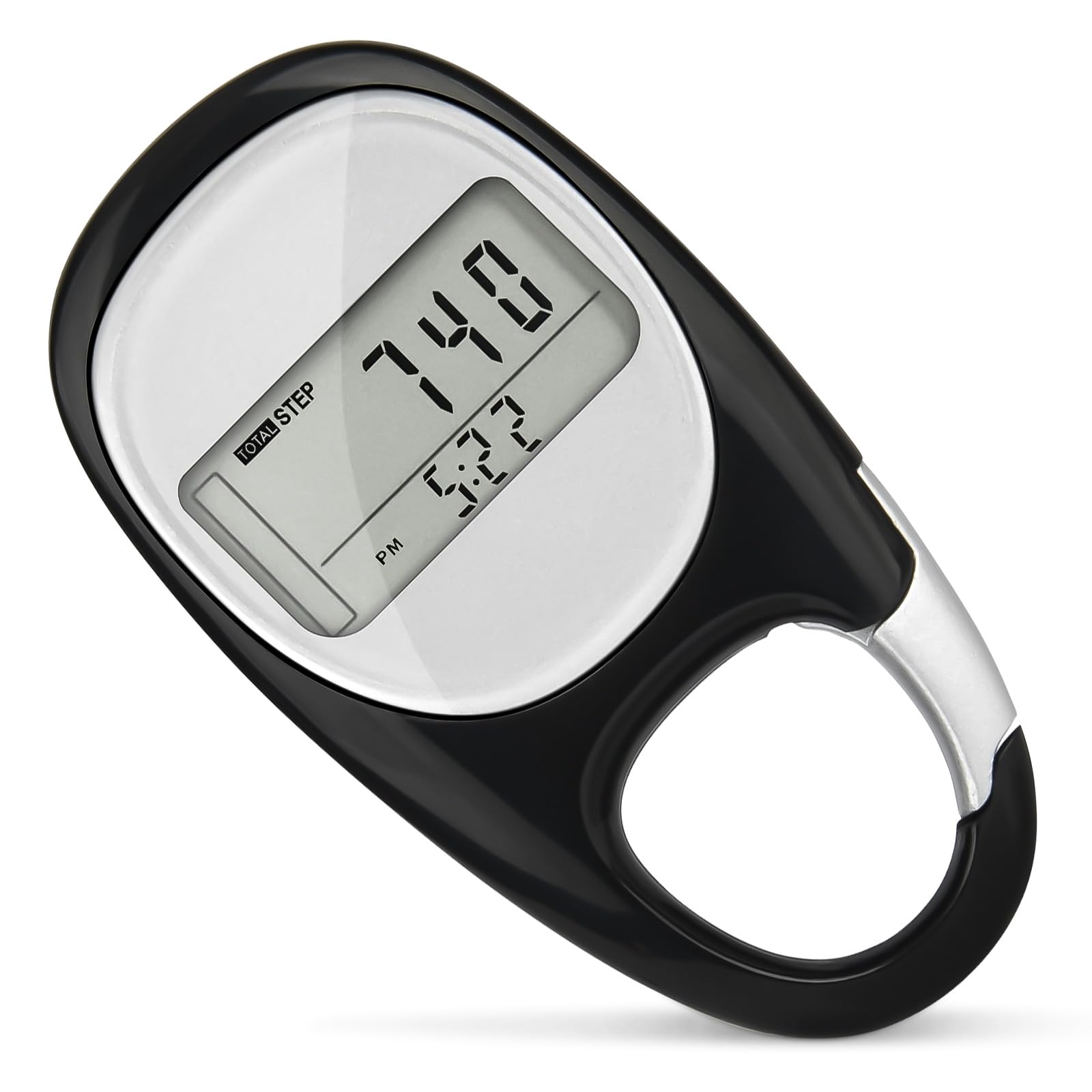 flintronic Pedometer 3D Walking, Accurate Step Tracker, Portable Sports Pedometer Clip On, Real Time Calories Burned, for Older Kids/Fitness Men/Women/Elders, Black