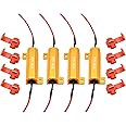 AUXLIGHT 4Pcs Quality 50W 6ohm Load Resistors - Fix LED Bulb Hyper Flash/Error Code, Turn Signal Fast Blinker (Resistors get very hot during working)