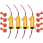 AUXLIGHT 4Pcs Quality 50W 6ohm Load Resistors - Fix LED Bulb Hyper Flash/Error Code, Turn Signal Fast Blinker (Resistors get very hot during working)