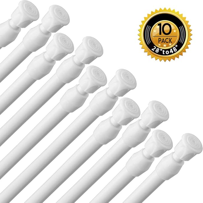 10PCS Spring Curtain Rods 28 to 48 inch Shower Tension Rod