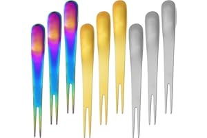 Appetizer Forks, 9 Pcs Stainless Steel 2 in 1 Dessert Forks for Party, Dessert, Cake, Ice Cream (4.88 * 0.7in)