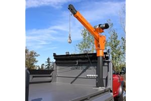 RUGCEL WINCH New 2200lb Folding Truck-Mounted Crane, with Electric Winch 5000 lb 12V, Painted Steel Pickup Truck Jib Cranes 360 Swivel