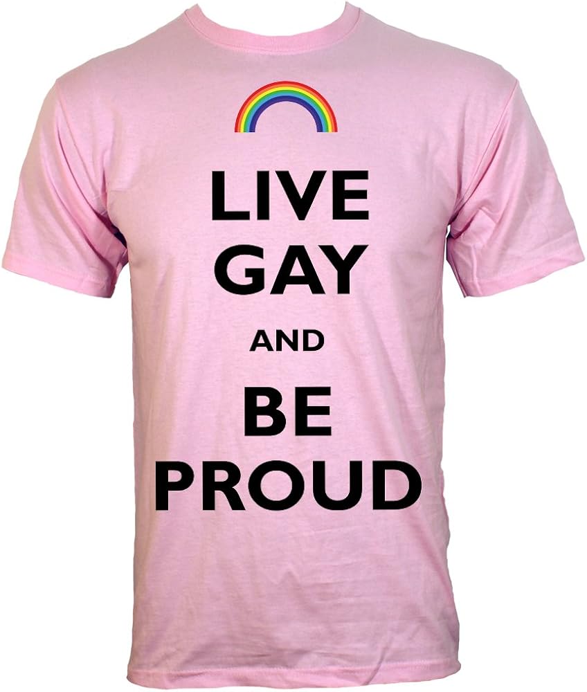 Live Gay y orgulloso – Camiseta de hombre Rosa rosa claro large: Amazon.es: Ropa y accesorios