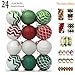 iPEGTOP Christmas Balls Ornaments - 24ct Shatterproof Glitter Swirl Color Painting Ball Baubles for Holiday Wedding Party Christmas Tree Decorations - Red Green and White -70mm/2.76