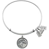 Antique Silver Wind and Fire Horse Head Charm with Bangle