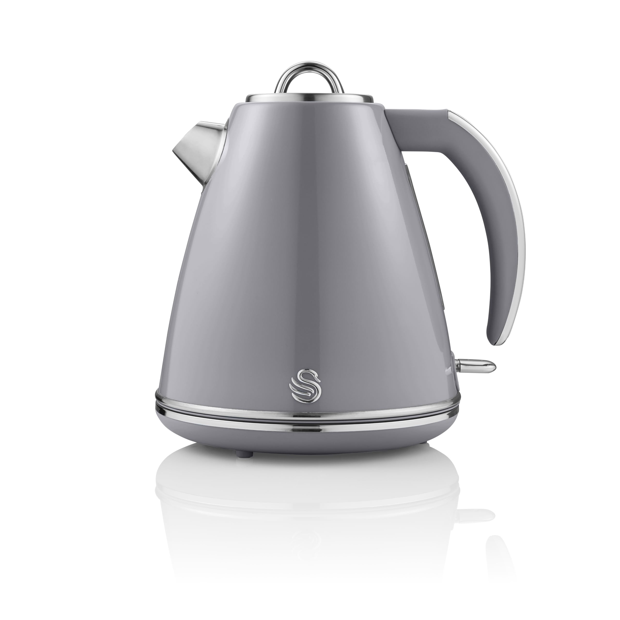 Swan Retro Jug Kettle, Fast Boil, Easy Pour, 360 Degree Base, 1.5L, 3KW, Grey, SK19020GRN