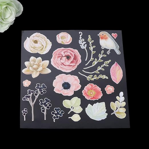 Hergon Blumen Vögel Patches Kleidung DIY waschbar Heat Transfer Bügel-Aufkleber