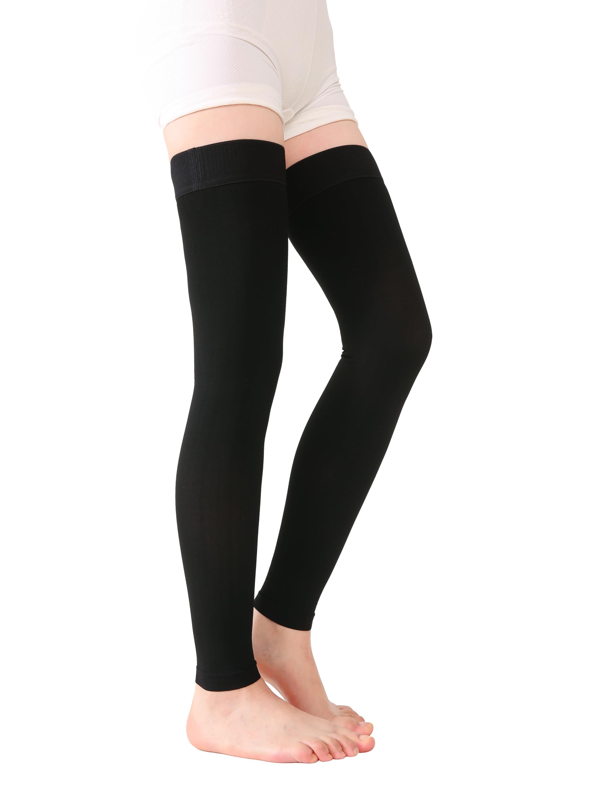 TOFLY® Medical Thigh High Compression Stockings Footless for Women & Men, Opaque Support Hose, 20-30mmHg Graduated Compression Socks with Silicone Band for Varicose Veins, Edema, DVT, 1 Pair Black S — image 1