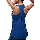 Emlovm Women's Cross Backless Long Workout Tank Tops High Neck Sleeveless Racerback Shirts Open Back Athletic Clothes