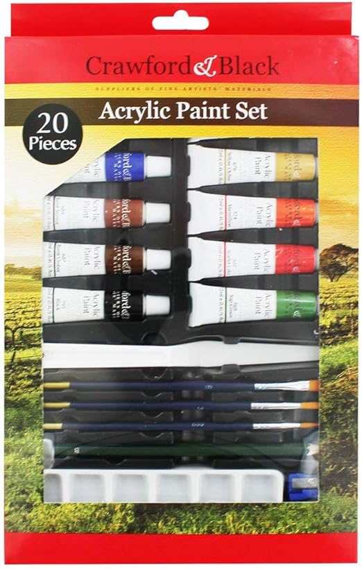 Crawford and Black Acrylic Paint Set 20 Pieces Amazon.co.uk Kitchen