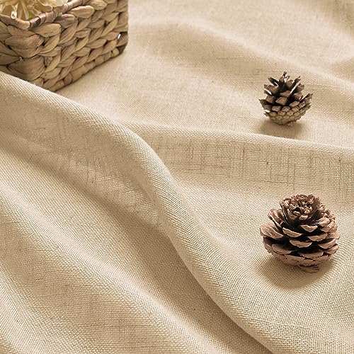 Woaboy Linen Curtains Translucent Net Curtains with Eyelets Modern Decorative for Living Room, Window, Bedroom, 2 Pieces, 140 x 260 cm, Beige