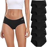 coskefy Womens Underwear Cotton Hipster Panties Low Rise Breathable Ladies Bikini Undies 6 Packs
