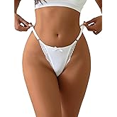 Milumia Women Sexy Cheeky Lace Panties Thongs Underwear Low Rise G-String Brief Hipster