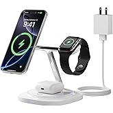 3 in 1 Magnetic Wireless Charger for Apple - Fast Charging Station Compatible with MagSafe for iPhone17-12, Apple Watch& AirP