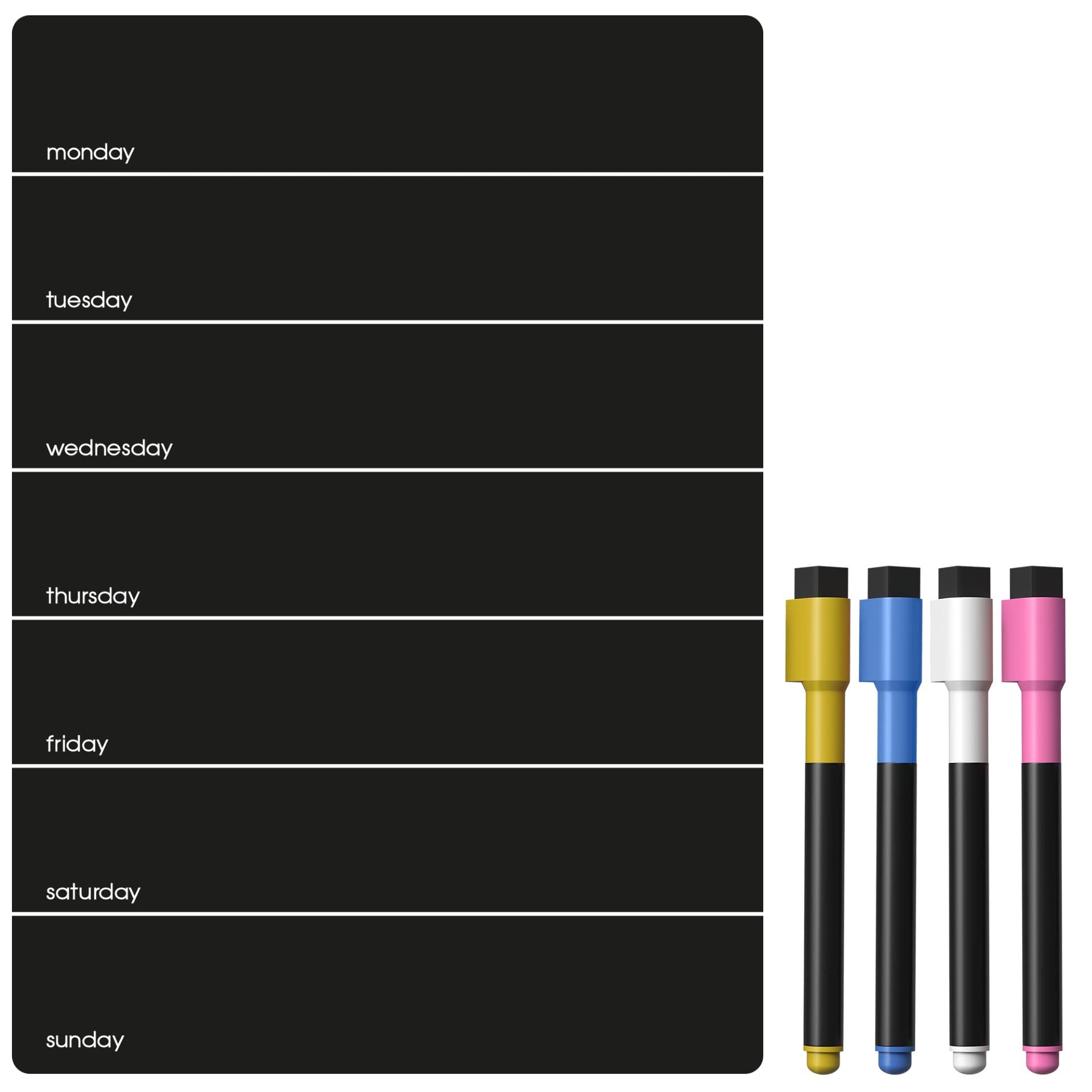 TMS A4 Magnetic Weekly Planner and Dry Wipe Pens, Small Fridge Magnet Whiteboard - Use as Calendar or Dry Erase Meal Planner for Kitchen, Office Notepad or Family Chore Chart