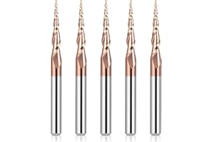 HQMaster Tapered CNC Router Bit End Mill 1/8 inch Shank Tungsten Carbide Cutter 3D Woodworking Tool CNC Router Bits (D=0.5mm)