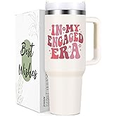 Lifecapido Engagement Gift, In My Engaged Era 40oz Tumbler with Handle, Engagement Gifts for Her, Engaged Gifts Bridal Shower Gift Bachelorette Gifts Bride to Be Gifts Christmas Gifts for Her, Creamy