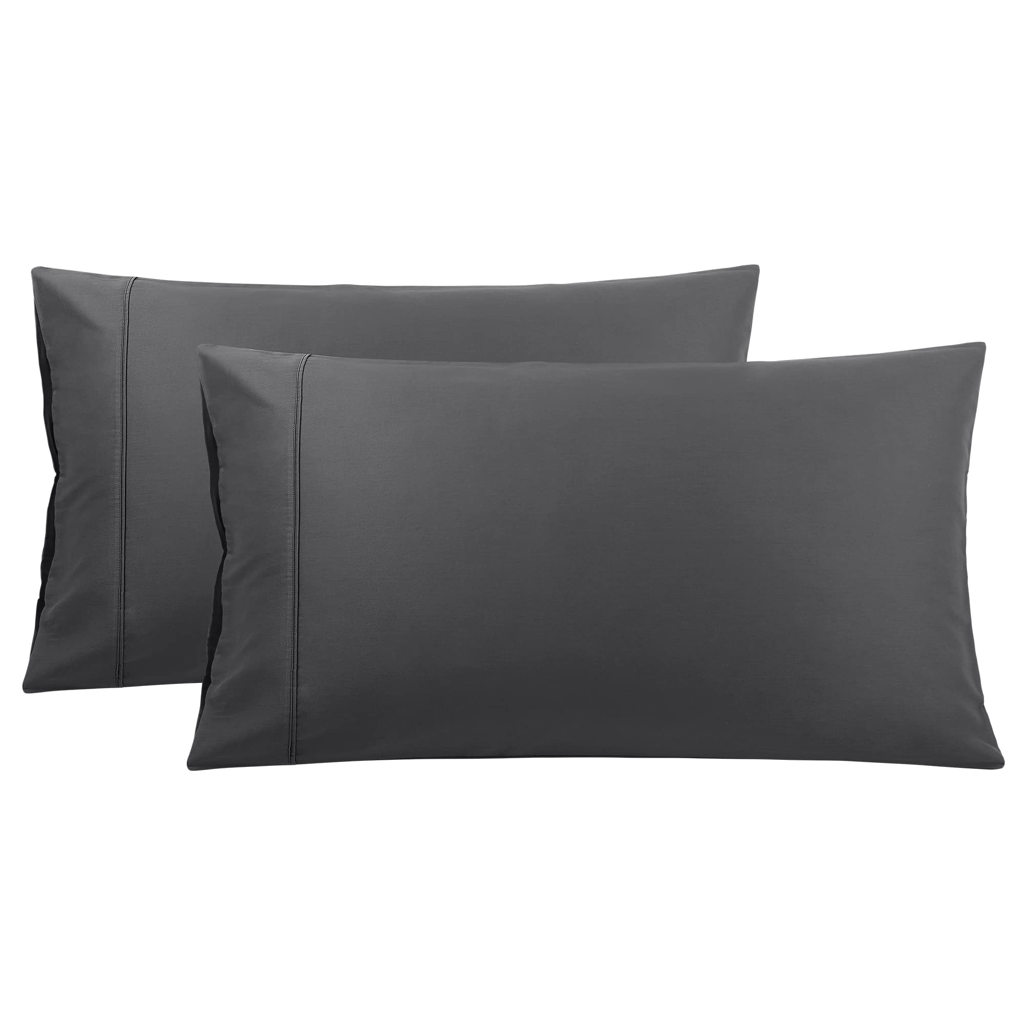 PiccoCasa Pillowcases 2 Pack Cotton Pillow Cases with Zipper Closure Soft & Comfortable Pillow Cases 50x90cm Dark Grey