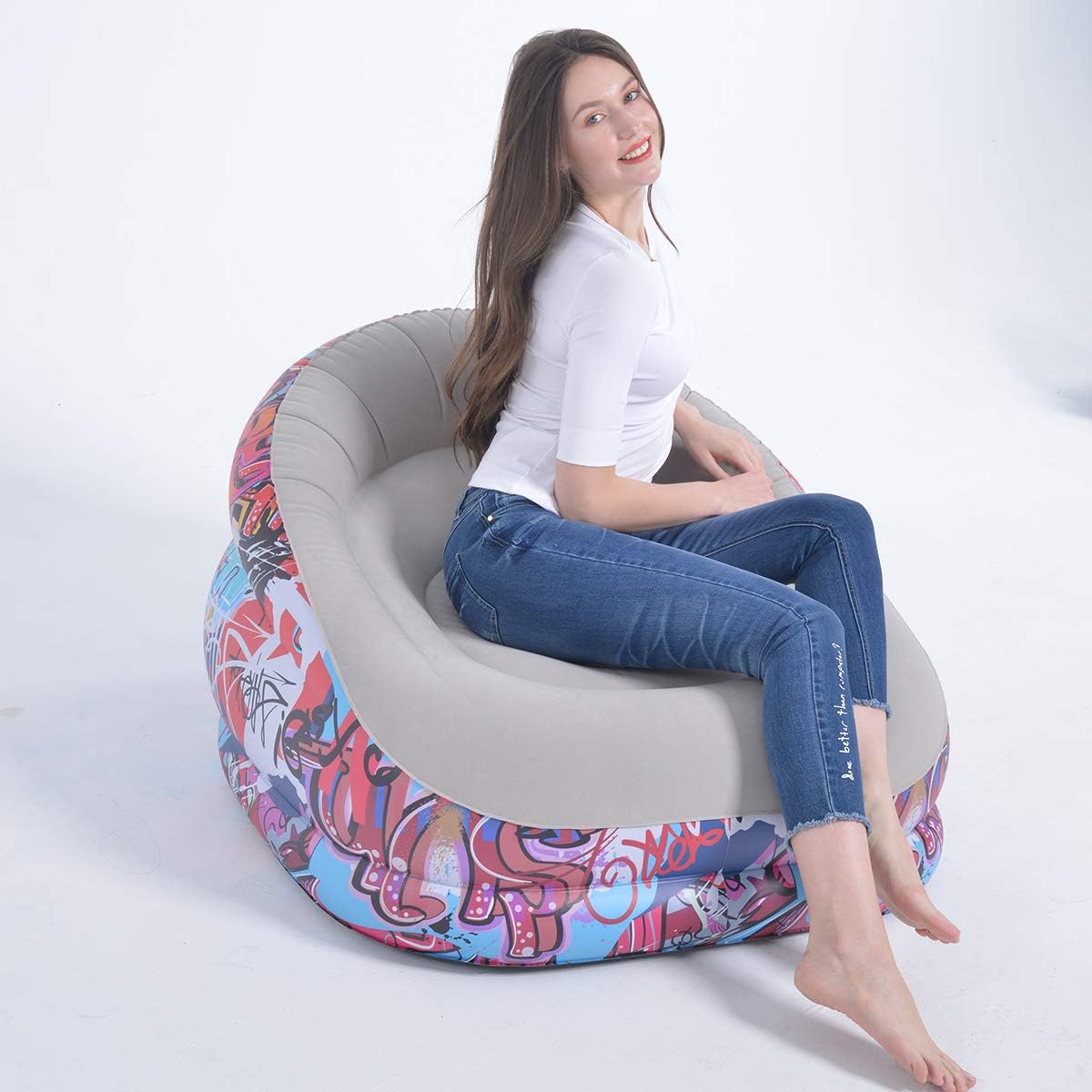 DIMAR GARDEN Inflatable Flocked Lounge, Air Lazy Sofa, Durable and Lightweight, for Living Room, Bedroom and Lounge, Indoor and Outdoor (Single Size): Kitchen & Dining