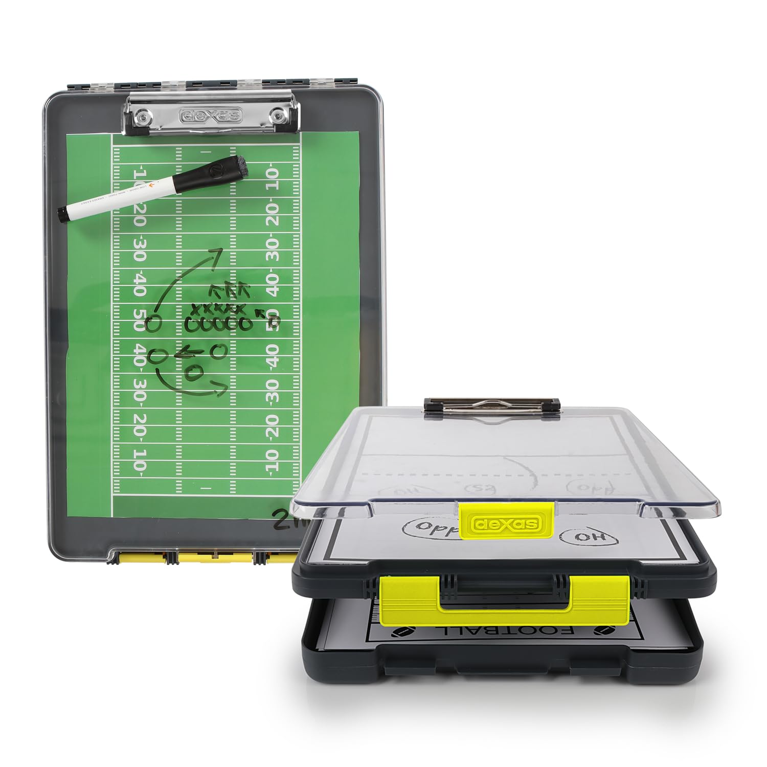 Dexas 5717-803 Clearview Clipcase Dry Erase Clipboard, Acrylonitrile Butadiene Styrene Polypropylene SAN Alloy Steel, Yellow,13.75 x 9.5 Inch