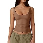 Tankaneo Womens Sexy Deep V Neck Top Sleeveless Backless Spaghetti Strap Tank Top Casual Basic Cami Top