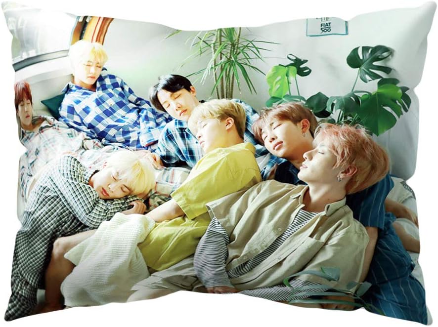 Cianowegy Kpop BTS Pillowcase| Kpop BTS Bangtan Boys 50 x 30 cm Pillowcases Soft Velvet Throw Pillow Case Cushion Cover | Best Gift for BTS Army