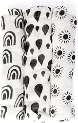 Baby Bliss Bamboo Muslin Squares 60x60cm Black White 3 Pack Sensory view 7