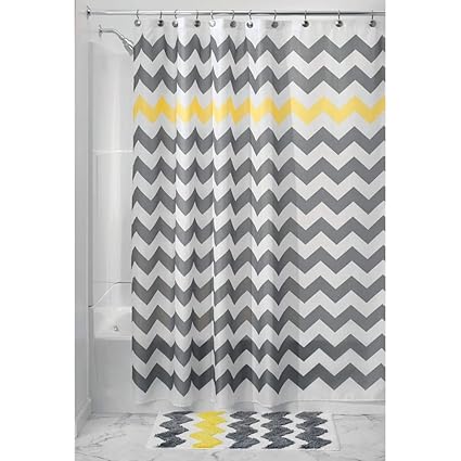 Mdesign Chevron Fabric Shower Curtain Water Repellent Bathtub