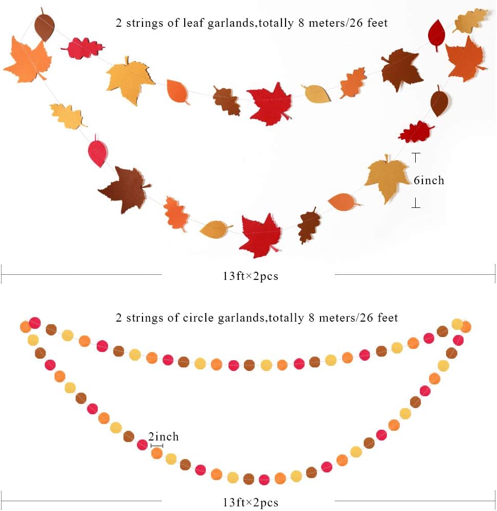 Autumn Theme Leaf Paper Garland Party Decoration Hanging Décor/Streamer/Banner Backdrop Party Supplies for Baby Shower Kids Room Showcase Holiday Wedding Thanksgiving - Image 3
