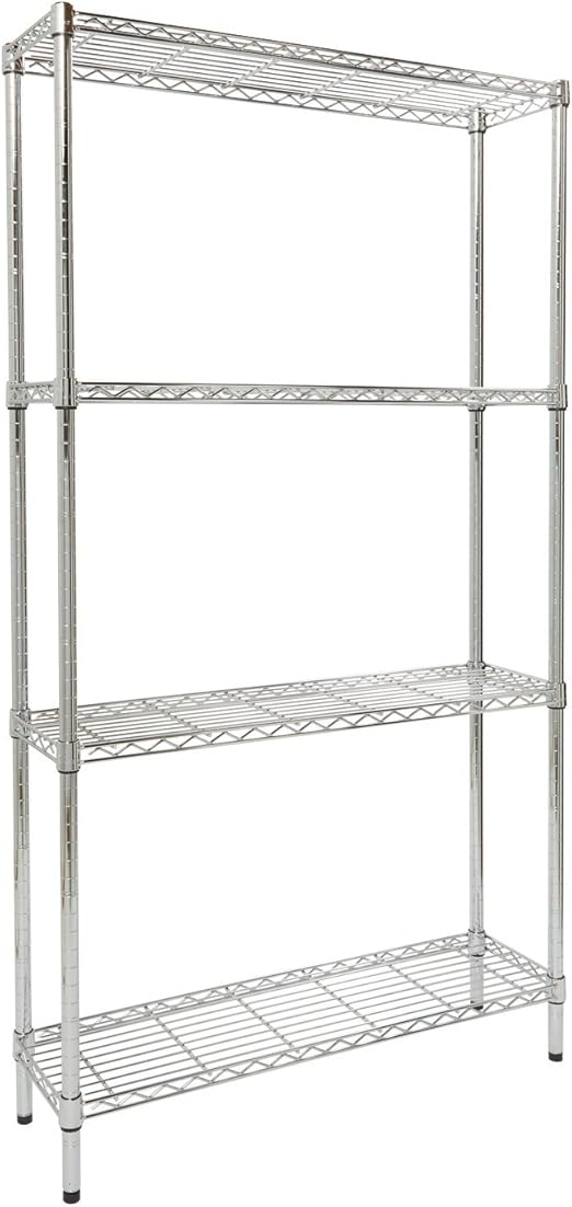 Storables Chrome 4Tier Steel Wire Shelving, 10" D x 36" W x 65" H