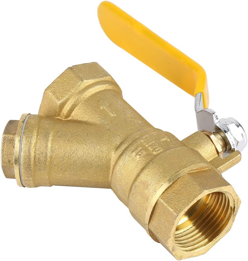 Akozon Ball Valve Filter, Y Type Brass Strainer Filter Ball