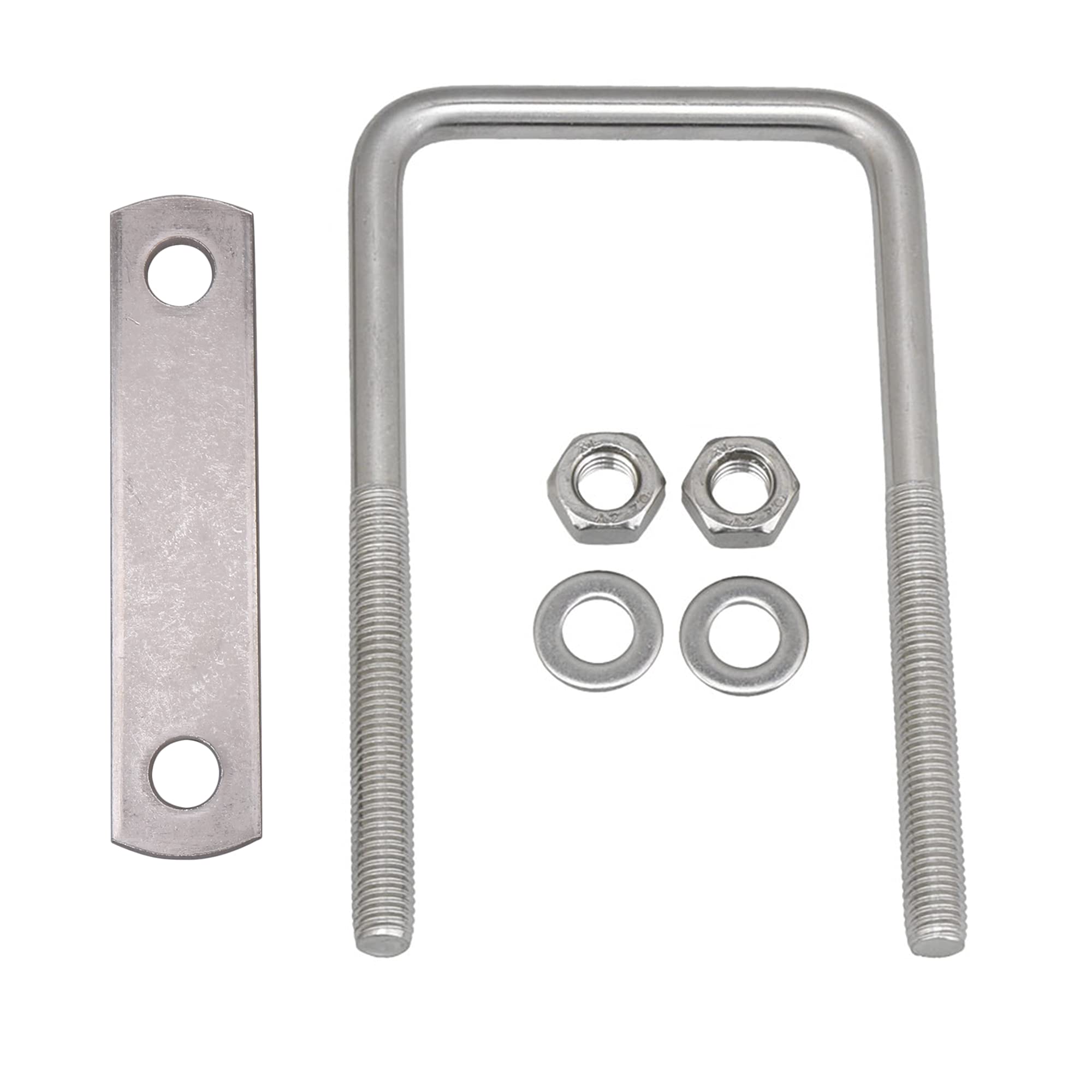 CNBTR M8 304 Stainless Steel Square U-Bolt Axle Plate U Bolt Kits 60x120mm(W x H)