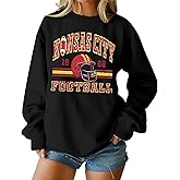 MOUSYA Football Season Sweatshirt Women Game Day Sweatshirt Sunday Funday Pullover Tops