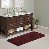 Suchtale Large Extra Soft Shaggy Bath Mat (24 x 60, Red) Machine Washable Microfiber Non Slip Luxury Bathroom Floor Mat