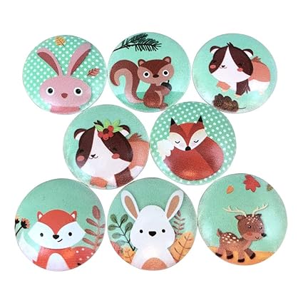 Cabinet Hardware Set Of 8 Vintage Woodland Animals Print Wood