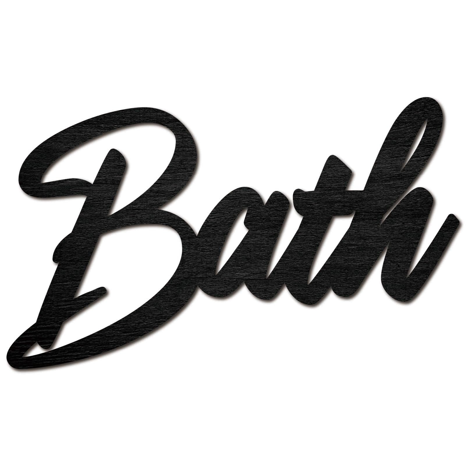 CREATCABIN Bath Word Cutout Sign Laser Cut Wood Letter Sign Black Wall Decor Unfinished Wooden Signs Wall Art Basswood Hanging Sculpture Decor for Craft DIY Home Farmhouse Bathroom 11.9x7.1Inch