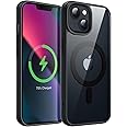 JETech Magnetic Case for iPhone 13 6.1-Inch Compatible with MagSafe, Shockproof Phone Bumper Cover, Solid Color Matte TPU Frame, Anti-Scratch Clear Back (Black)