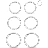 Xnsjeyy 20G 18G 16G 14G Nose Rings Hoops Astm F136 Titanium Clicker Septum Jewelry Lip Ring Tragus Helix Daith Rook Conch Snug Cartilage Lobe Earrings Hoop Piercing Jewelry For Women Men Silver