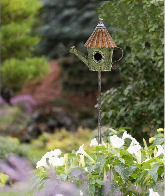 Brogan 55 Inch Tall Metal Bird House for Outside Stakes