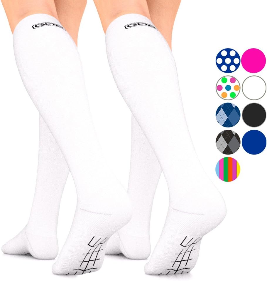 Go2 Compression Socks for Men Women Nurses Runners| Medium Compression Stockings